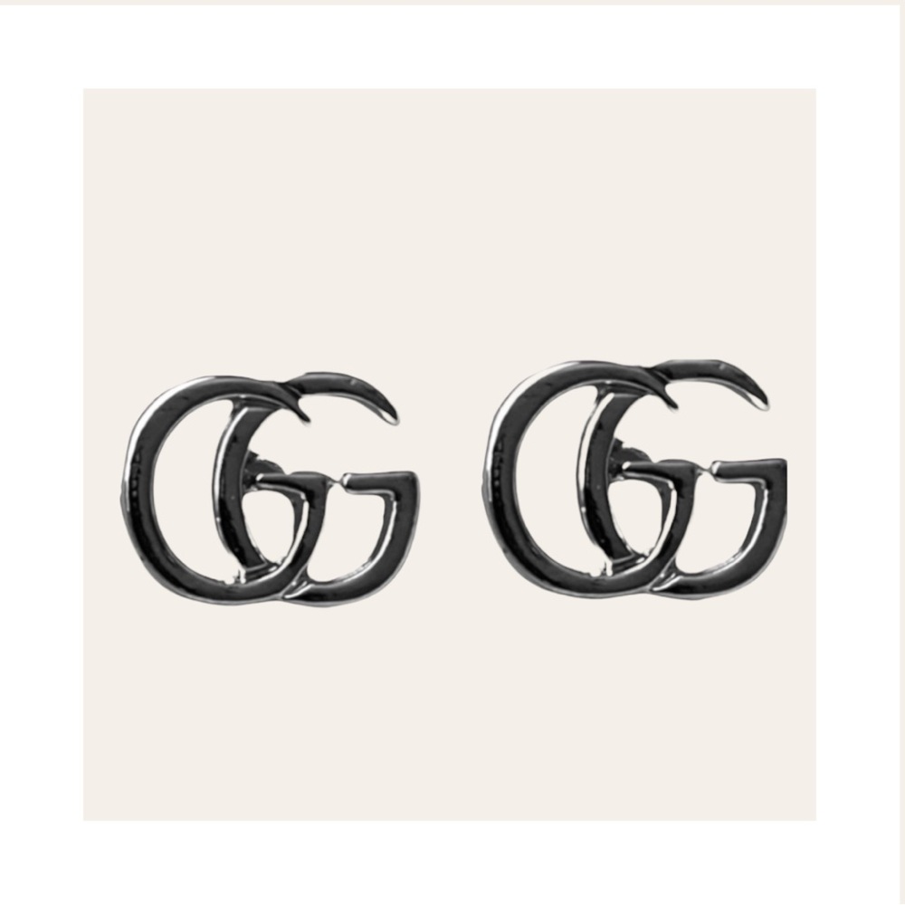 Silver Initials GG Earrings